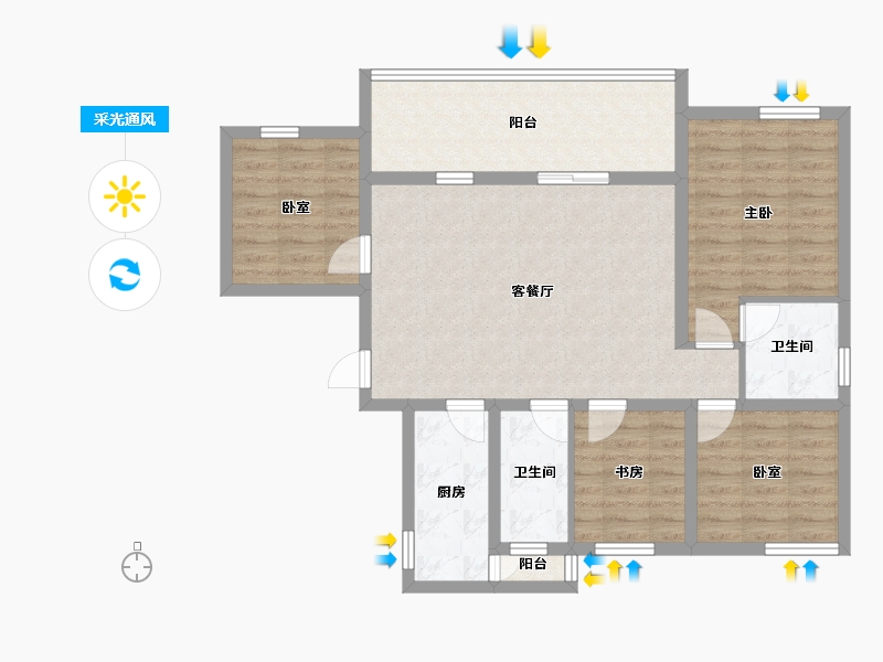 四川省-绵阳市-泰典阅江澜庭-93.77-户型库-采光通风