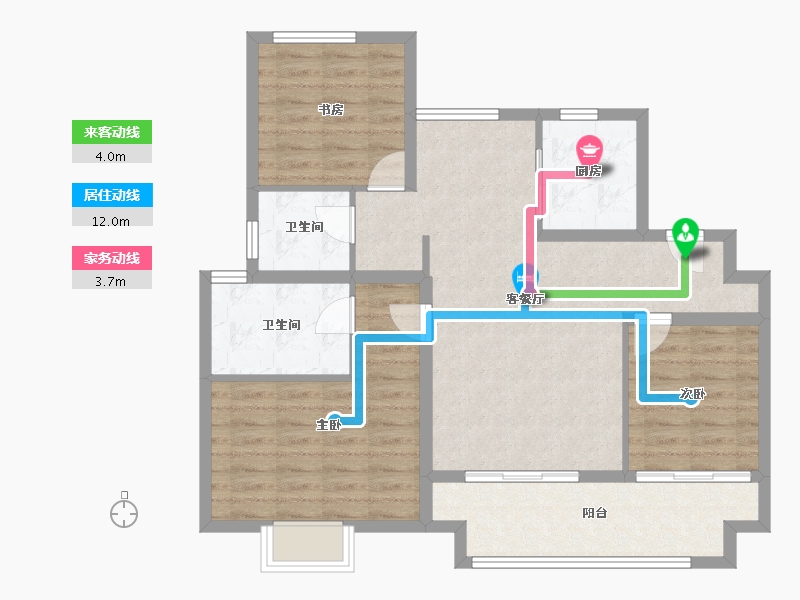 安徽省-蚌埠市-中梁淮风十里-91.00-户型库-动静线