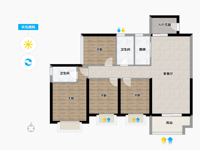 广西壮族自治区-梧州市-顾荣翰林华府-102.40-户型库-采光通风