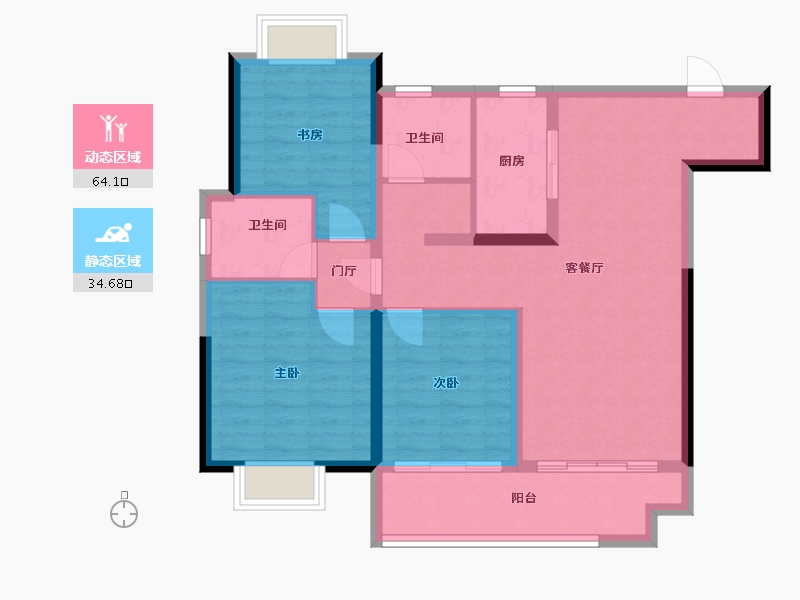 安徽省-蚌埠市-和顺国樾府-88.23-户型库-动静分区