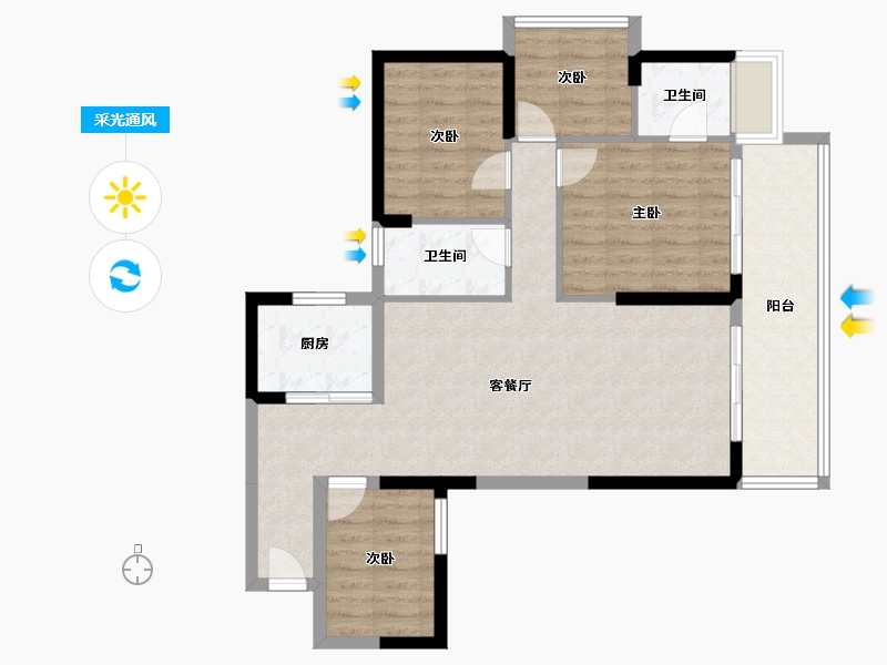 广东省-湛江市-钰海豪庭-89.63-户型库-采光通风