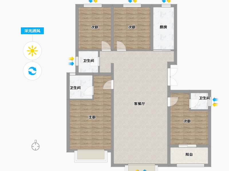 山东省-泰安市-裕泰·壹号院-118.76-户型库-采光通风