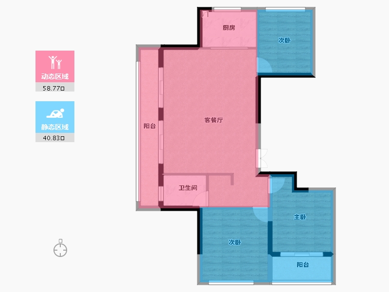 湖北省-黄冈市-黄州泰禾富·凤凰府-89.80-户型库-动静分区