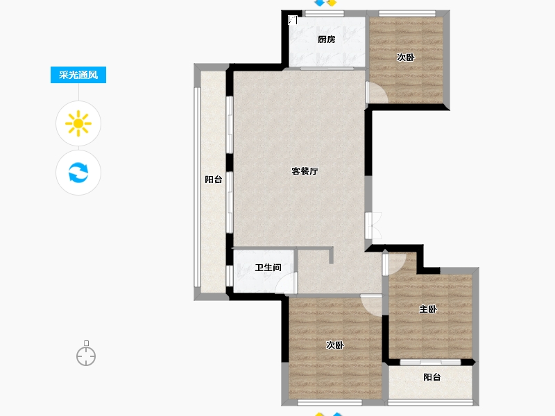 湖北省-黄冈市-黄州泰禾富·凤凰府-89.80-户型库-采光通风