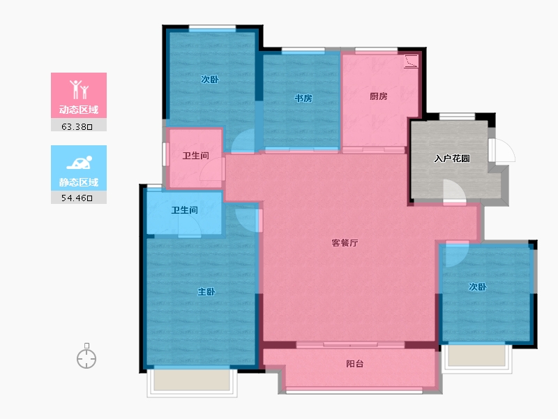 宁夏回族自治区-银川市-万科翡翠公园-114.40-户型库-动静分区