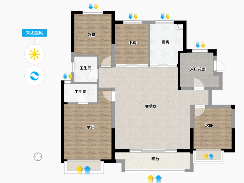 宁夏回族自治区-银川市-万科翡翠公园-114.40-户型库-采光通风