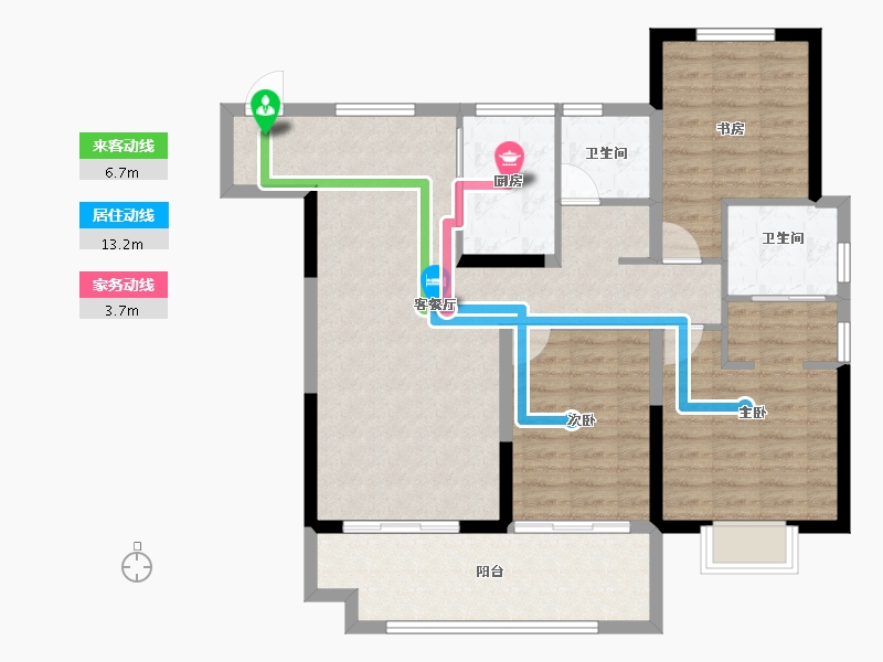 安徽省-蚌埠市-北京城房·春华园-99.72-户型库-动静线