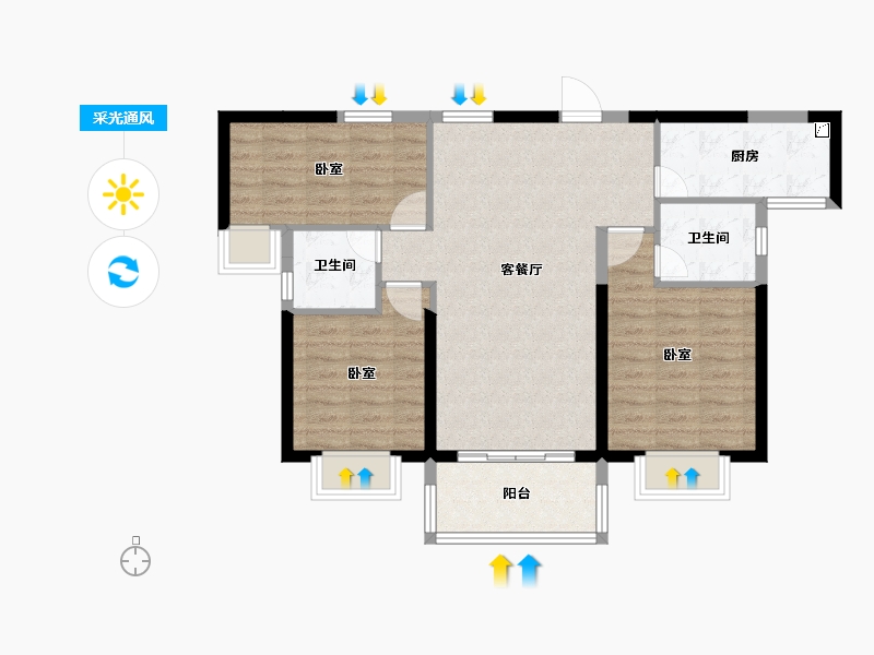 广东省-韶关市-碧桂园太阳城-82.54-户型库-采光通风