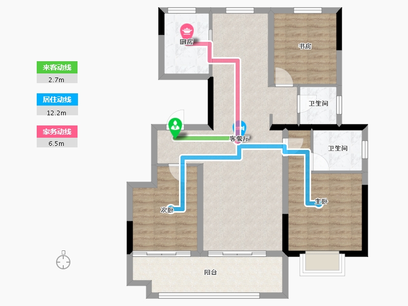 安徽省-蚌埠市-北京城房·春华园-91.77-户型库-动静线