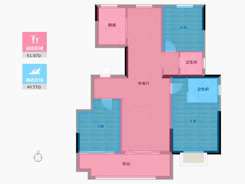 安徽省-蚌埠市-北京城房·春华园-91.77-户型库-动静分区