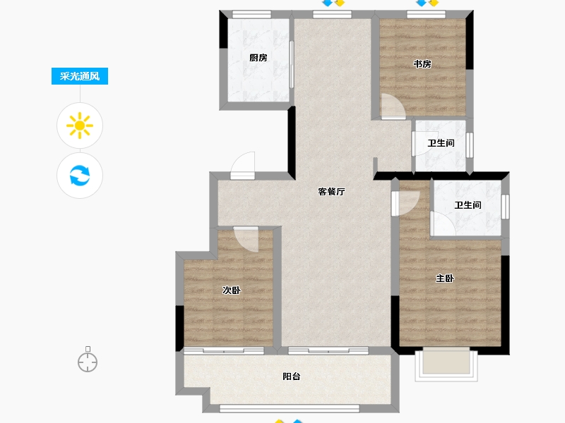 安徽省-蚌埠市-北京城房·春华园-91.77-户型库-采光通风