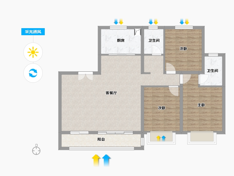 河北省-唐山市-假日壹号-98.65-户型库-采光通风