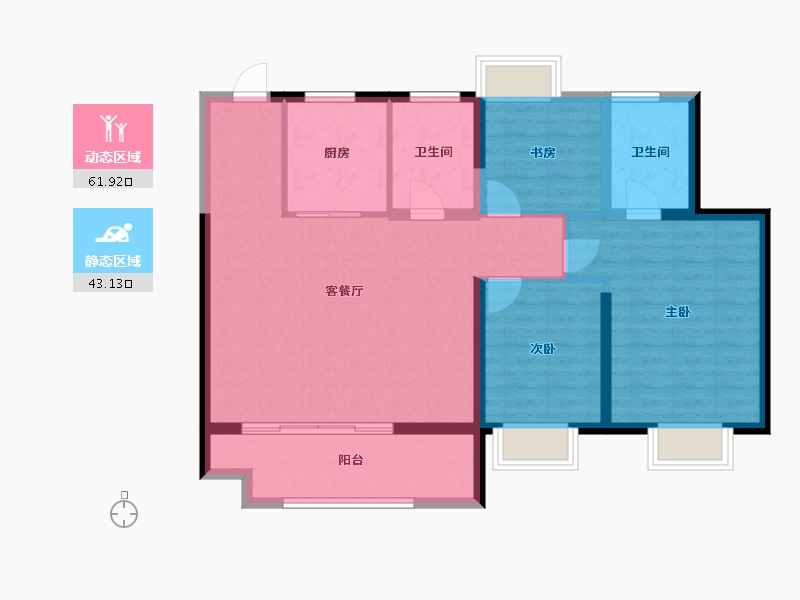 安徽省-蚌埠市-和顺国樾府-94.69-户型库-动静分区