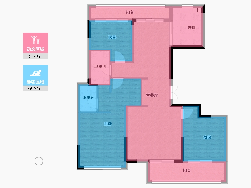 湖北省-黄冈市-黄州泰禾富·凤凰府-99.16-户型库-动静分区