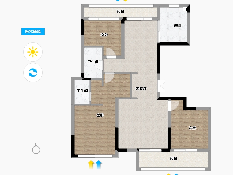 湖北省-黄冈市-黄州泰禾富·凤凰府-99.16-户型库-采光通风