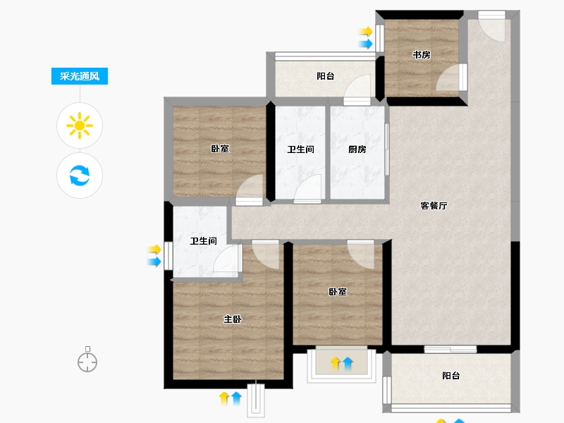 广东省-湛江市-科恒荟景湾-83.78-户型库-采光通风