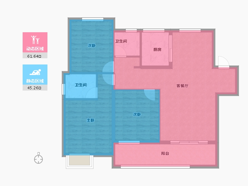 安徽省-蚌埠市-中梁淮风十里-96.58-户型库-动静分区