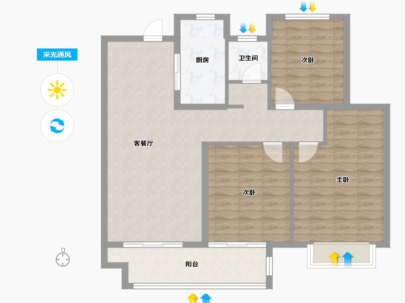 江苏省-南通市-凤凰城-97.00-户型库-采光通风