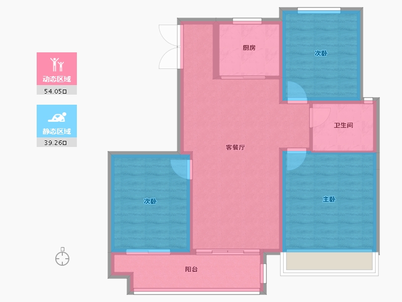 宁夏回族自治区-银川市-中梁合能·拾光印-84.00-户型库-动静分区