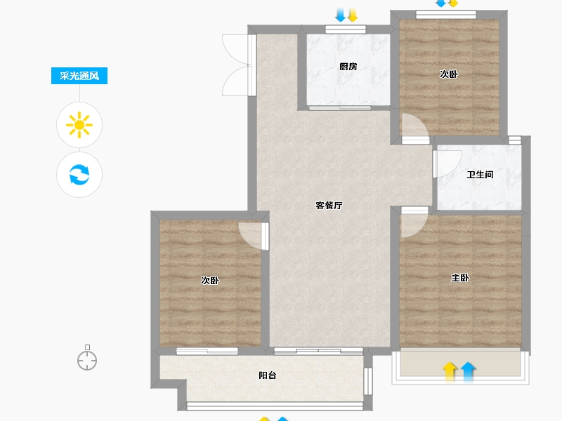 宁夏回族自治区-银川市-中梁合能·拾光印-84.00-户型库-采光通风