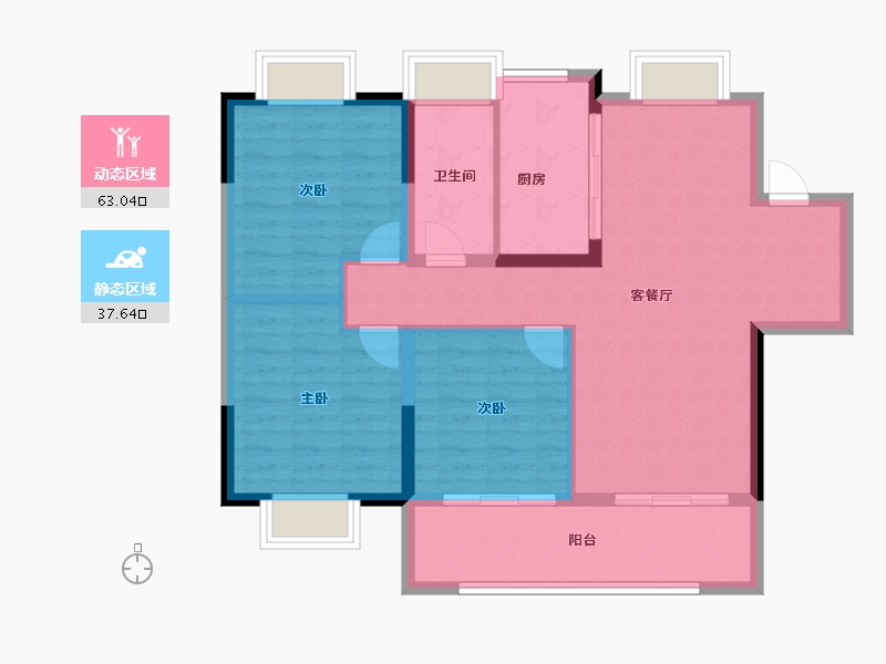 安徽省-蚌埠市-碧桂园·星河岚湾-91.14-户型库-动静分区