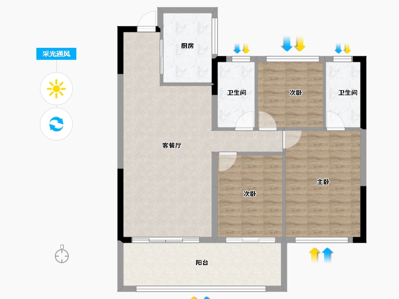 湖北省-黄冈市-城投玲珑家园-99.19-户型库-采光通风