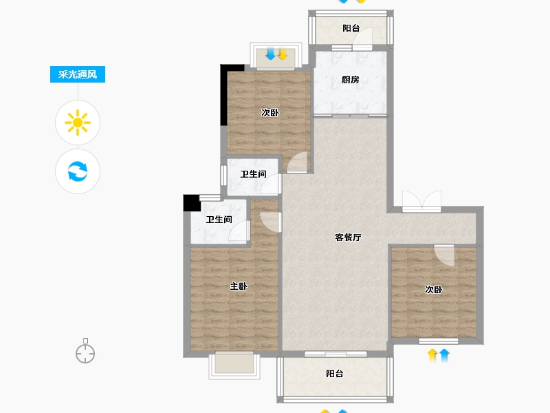 湖北省-黄冈市-金都上城-99.00-户型库-采光通风