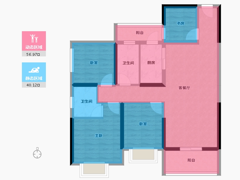 广东省-湛江市-科恒荟景湾-85.35-户型库-动静分区