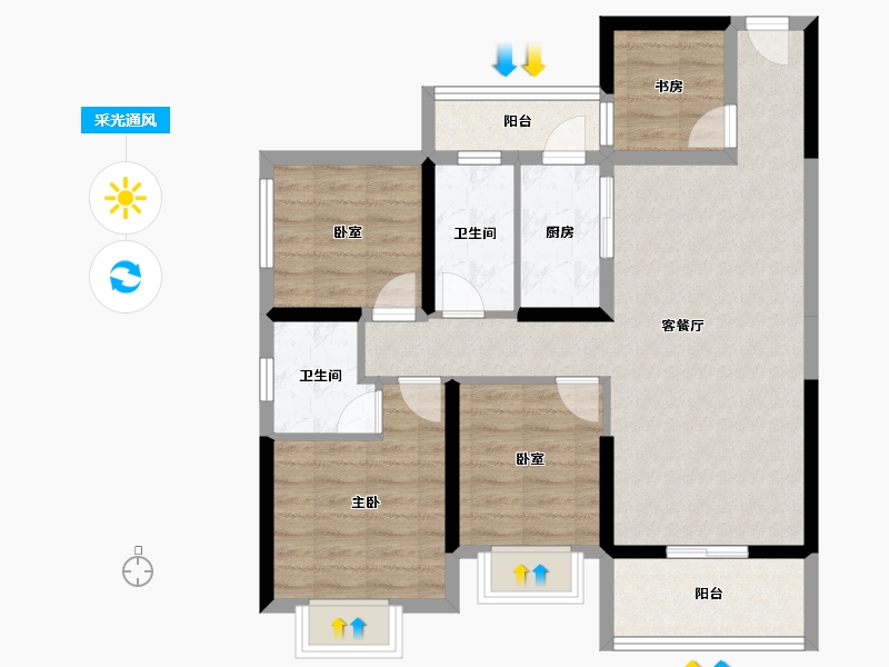 广东省-湛江市-科恒荟景湾-85.35-户型库-采光通风