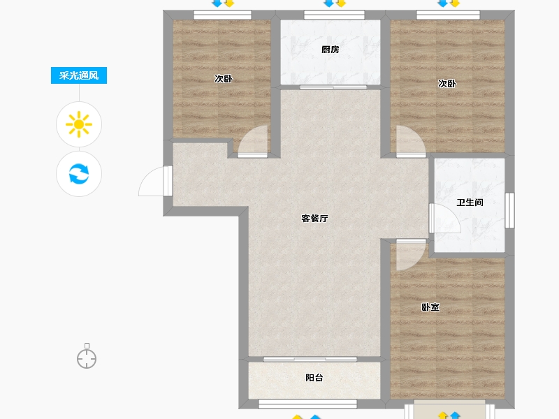 河北省-保定市-鹏渤印象城-75.10-户型库-采光通风