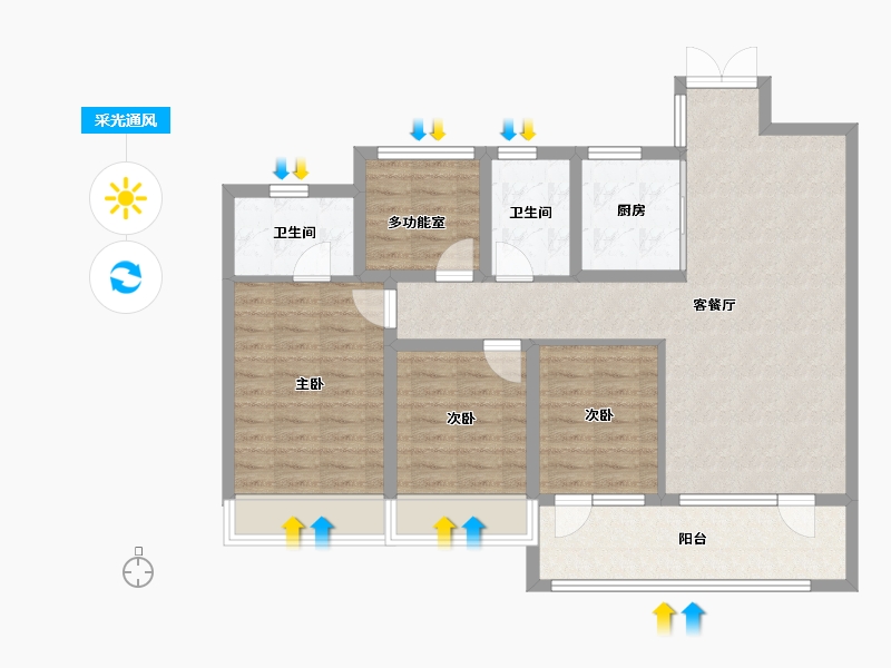 山东省-淄博市-珑悦-96.89-户型库-采光通风