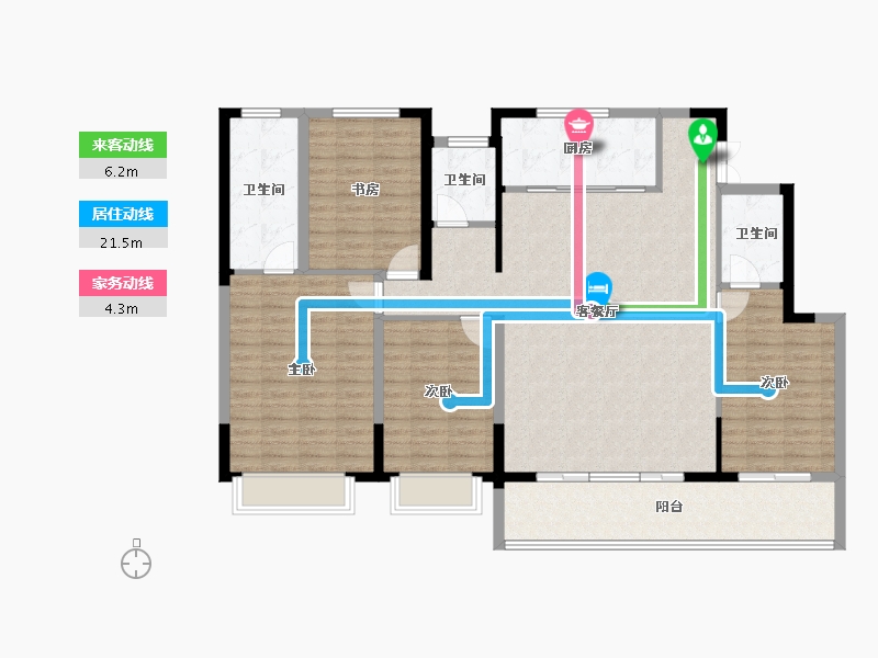 宁夏回族自治区-银川市-中梁合能·拾光印-136.00-户型库-动静线