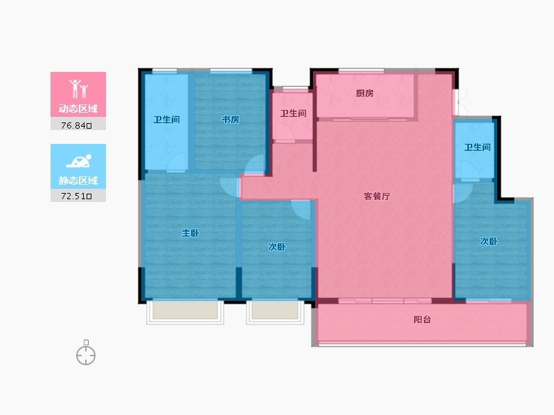 宁夏回族自治区-银川市-中梁合能·拾光印-136.00-户型库-动静分区