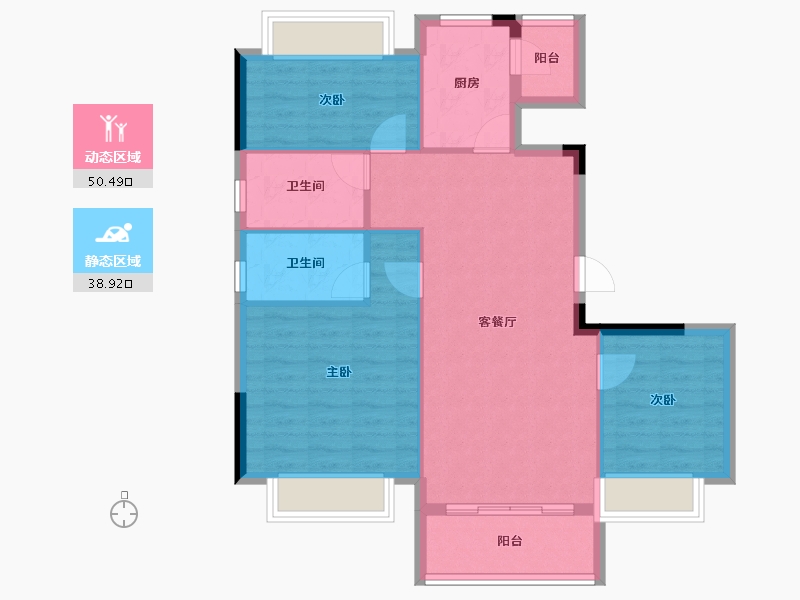 福建省-南平市-​碧桂园松溪府-80.96-户型库-动静分区