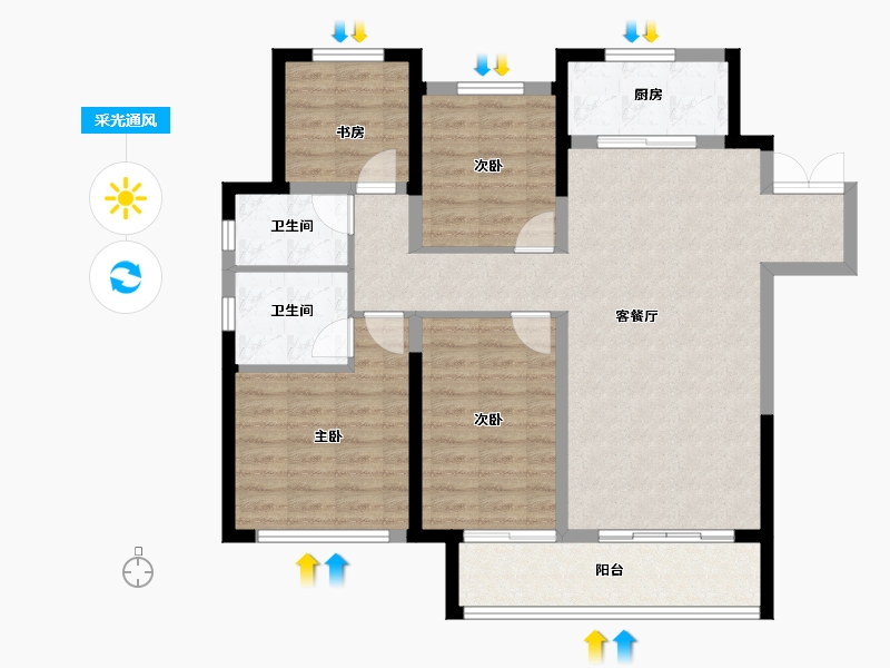 宁夏回族自治区-银川市-中梁合能·拾光印-99.20-户型库-采光通风