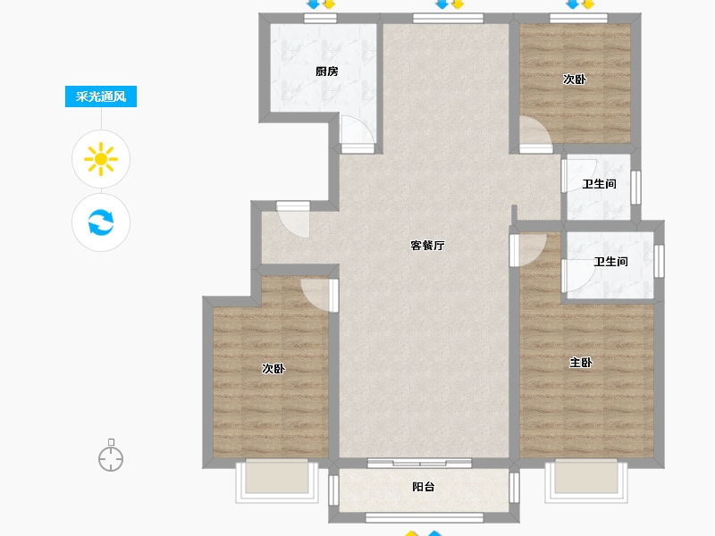 河北省-唐山市-假日壹号-93.56-户型库-采光通风