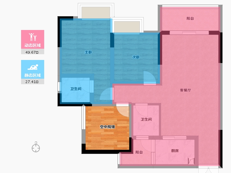 四川省-绵阳市-宏博梓江锦城-88.00-户型库-动静分区