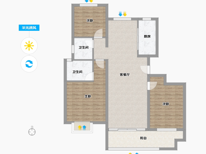 安徽省-蚌埠市-煜华里-97.84-户型库-采光通风