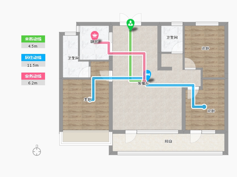 山东省-淄博市-珑悦-88.84-户型库-动静线