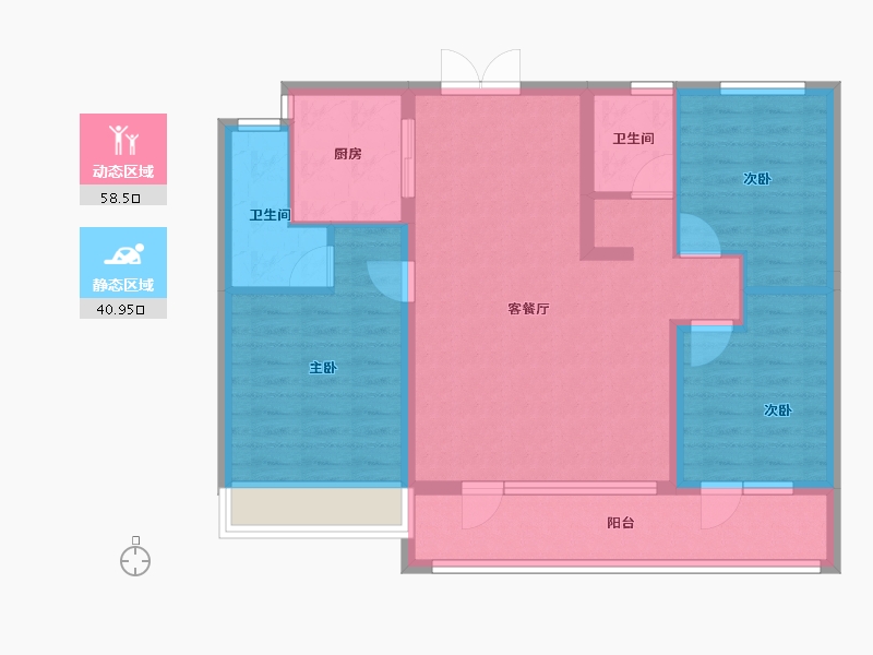 山东省-淄博市-珑悦-88.84-户型库-动静分区