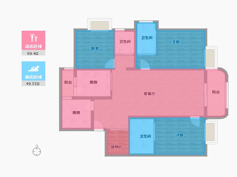 云南省-昆明市-昆明市五华区江东境界花园-134.00-户型库-动静分区