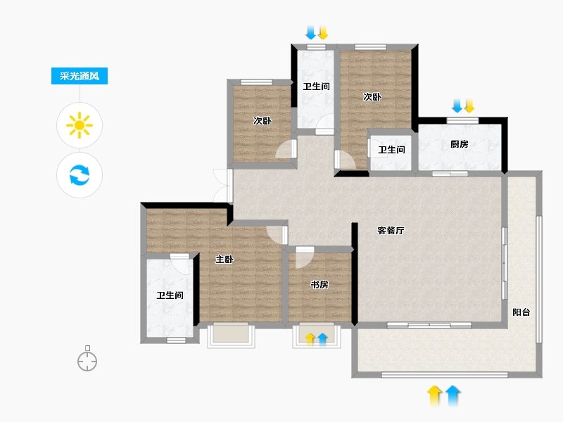 河南省-三门峡市-文达碧城府-143.20-户型库-采光通风