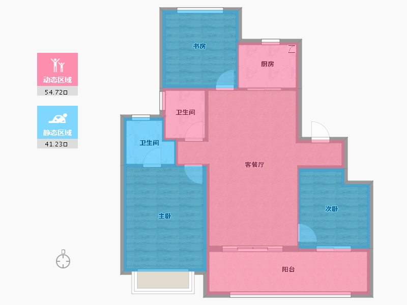 江苏省-扬州市-景瑞誉璟风华-86.40-户型库-动静分区