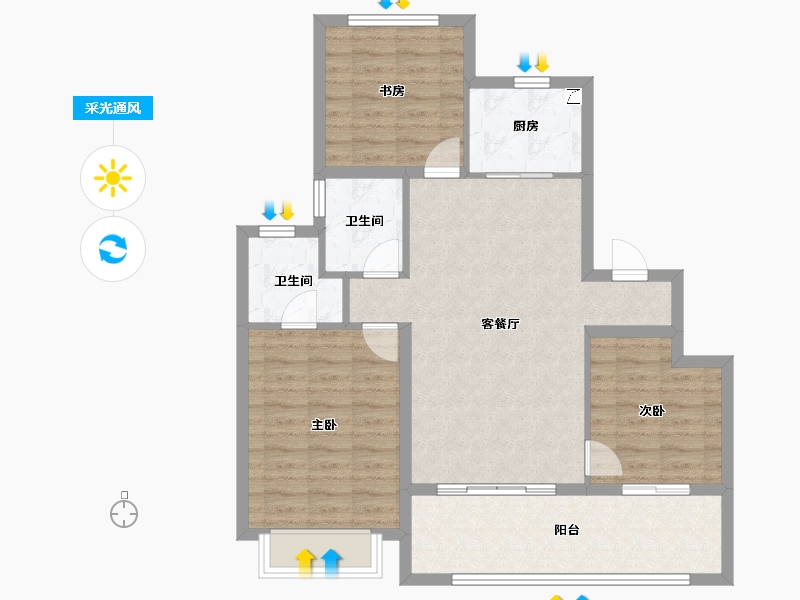 江苏省-扬州市-景瑞誉璟风华-86.40-户型库-采光通风