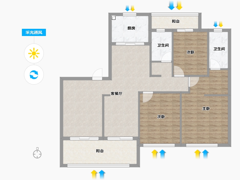 湖北省-黄冈市-城投玲珑家园-108.90-户型库-采光通风