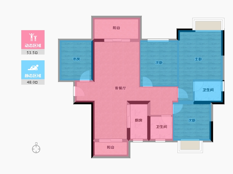 广东省-湛江市-华润置地湛江桃源里-90.28-户型库-动静分区