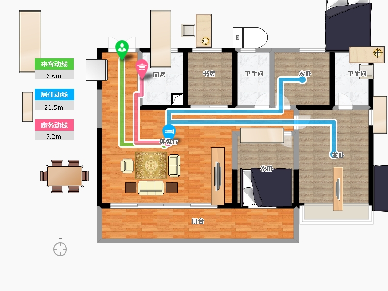 江苏省-淮安市-碧桂园水沐·云顶-118.25-户型库-动静线