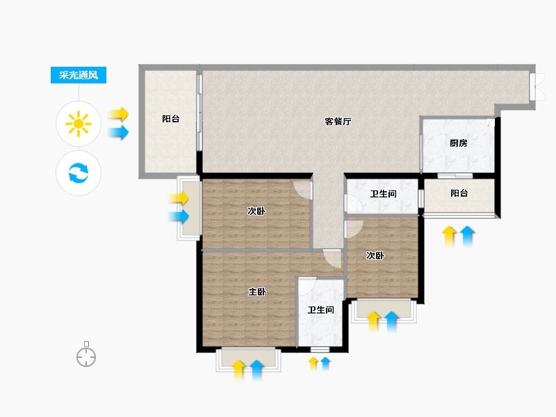 广东省-湛江市-龙腾广场-132.88-户型库-采光通风