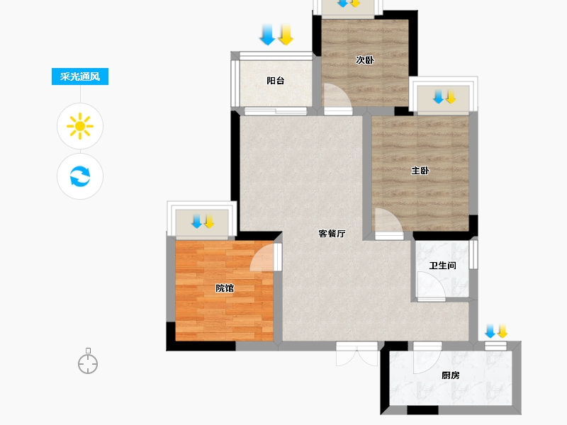 四川省-绵阳市-宏博梓江锦城-88.00-户型库-采光通风