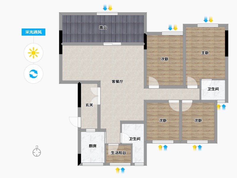 四川省-巴中市-云城书香美邸-127.98-户型库-采光通风